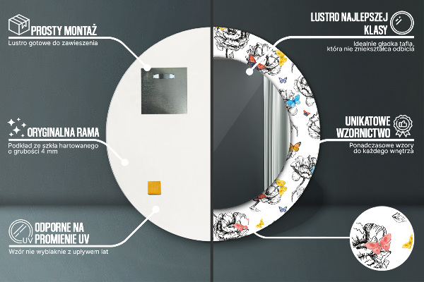 Runder spiegel mit dekoration Schmetterling