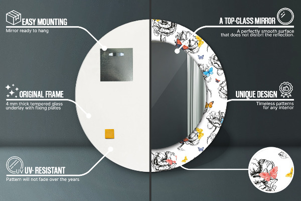 Runder spiegel mit dekoration Schmetterling