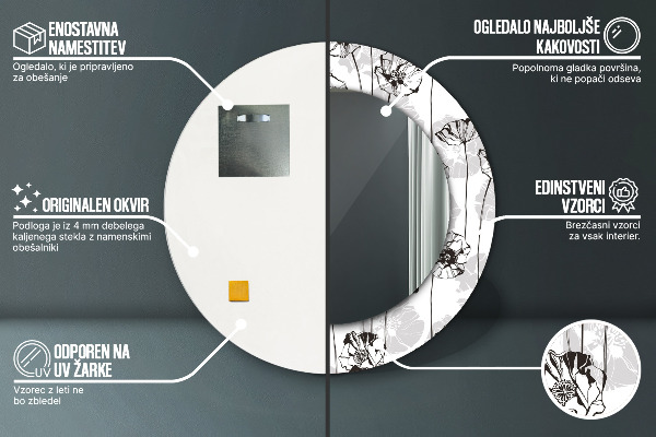 Runder spiegel mit dekoration Maki Blumen