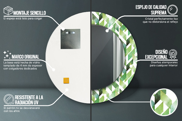 Runder spiegel mit dekoration Fischgrone