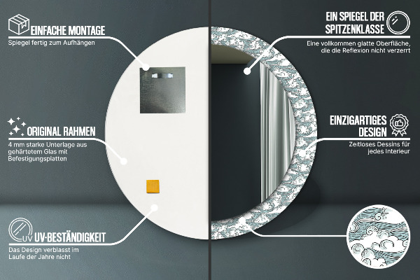 Runder spiegel mit dekoration Wolken