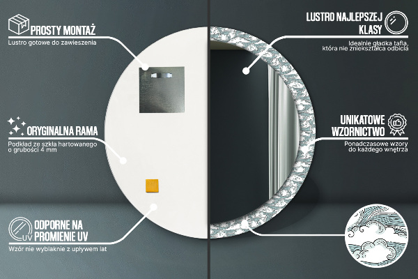 Runder spiegel mit dekoration Wolken