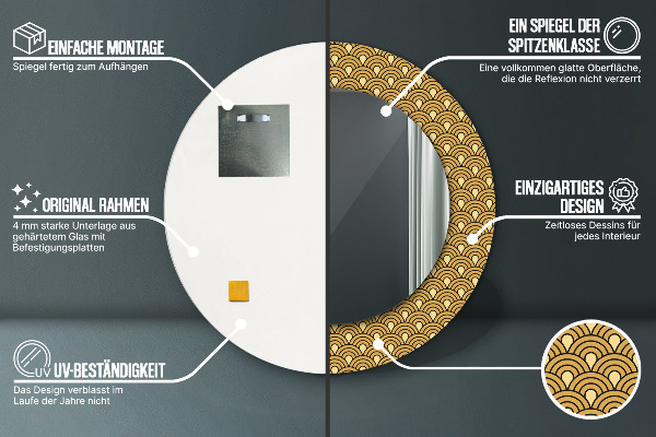 Runder spiegel aufdruck Deco Vintage