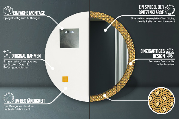 Runder spiegel aufdruck Deco Vintage