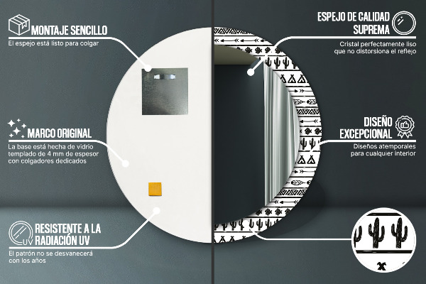 Runder spiegel aufdruck Boho Minimalist