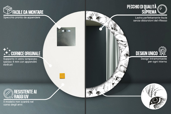 Runder spiegel aufdruck Haustiere Katzen