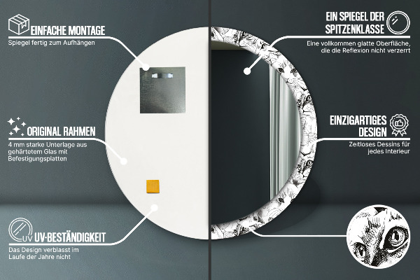 Runder spiegel aufdruck Haustiere Katzen