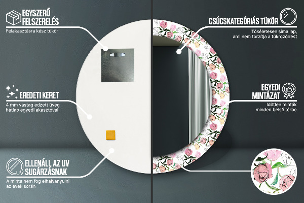 Runder spiegel aufdruck Pfingstrosenknospen