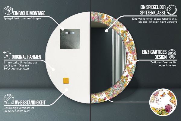 Runder spiegel aufdruck Der Traum vom Märchenland