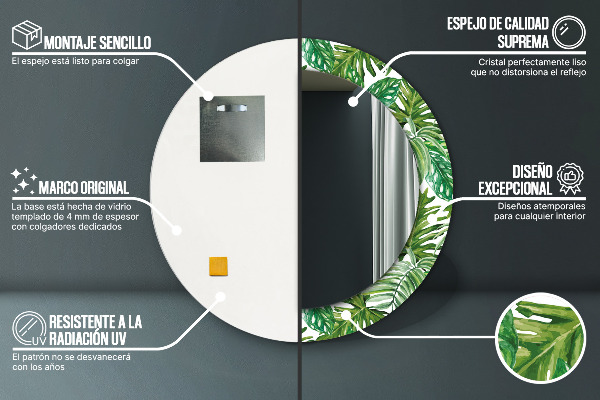 Runder spiegel mit dekoration Dschungelblätter