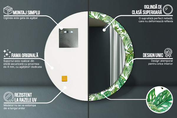 Runder spiegel mit dekoration Dschungelblätter