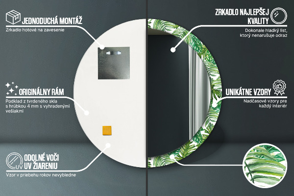 Runder spiegel mit dekoration Dschungelblätter