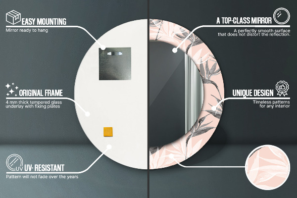 Runder spiegel mit dekoration Vogelparadies