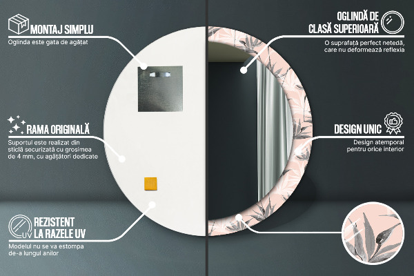 Runder spiegel mit dekoration Vogelparadies