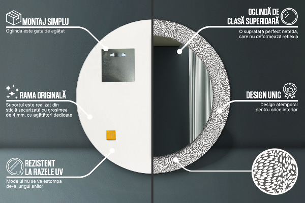 Runder spiegel mit dekoration Blumenmuster