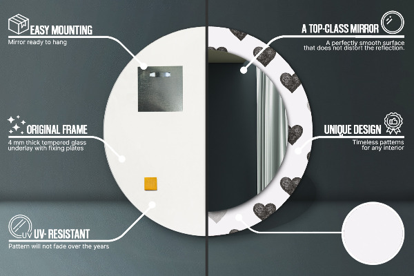 Runder spiegel mit dekoration Abstrakte Herzen