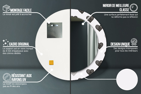 Runder spiegel mit dekoration Abstrakte Herzen