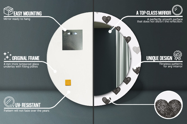 Runder spiegel mit dekoration Abstrakte Herzen