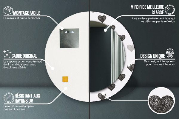 Runder spiegel mit dekoration Abstrakte Herzen