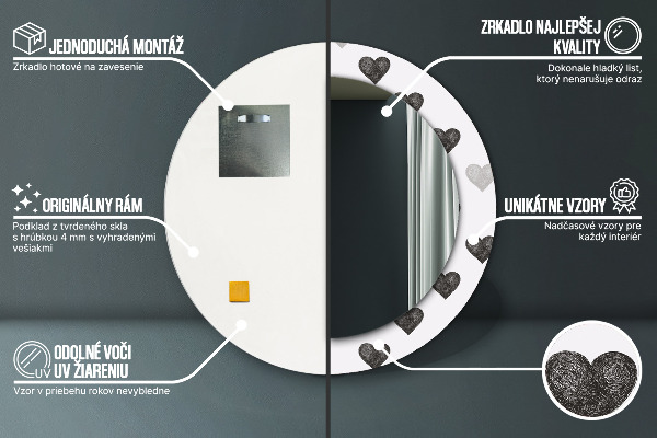 Runder spiegel mit dekoration Abstrakte Herzen