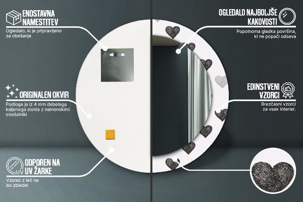 Runder spiegel mit dekoration Abstrakte Herzen