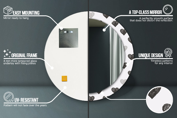 Runder spiegel mit dekoration Abstrakte Herzen