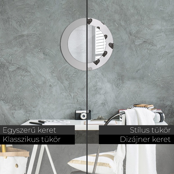 Runder spiegel mit dekoration Abstrakte Herzen