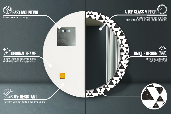 Runder spiegel bedrucktem rahmen Geometriedreiecke