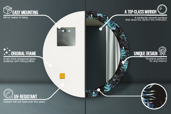 Runder spiegel bedrucktem rahmen Exotische Blätter