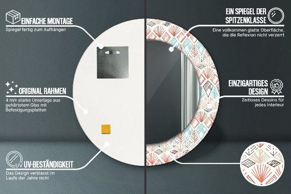 Runder spiegel bedrucktem rahmen Ethnisches Muster