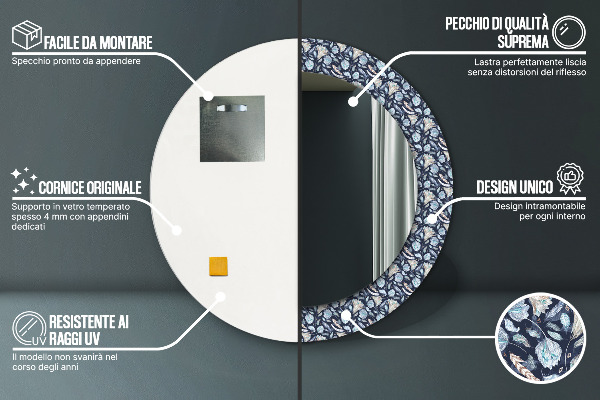 Runder spiegel mit dekorativem aufdruck Boho-Muster