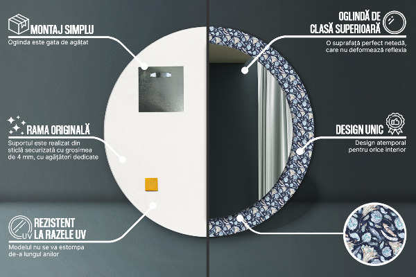 Runder spiegel mit dekorativem aufdruck Boho-Muster