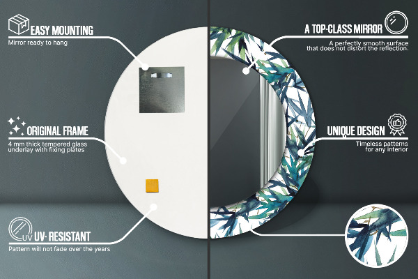 Runder spiegel aufdruck Blaue Palmen