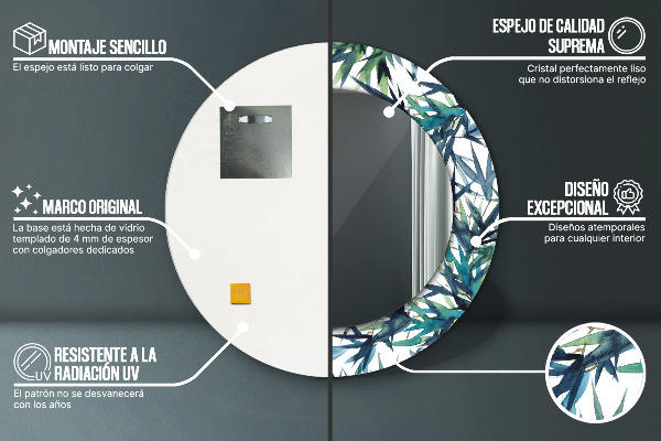 Runder spiegel aufdruck Blaue Palmen