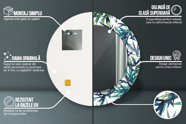 Runder spiegel aufdruck Blaue Palmen