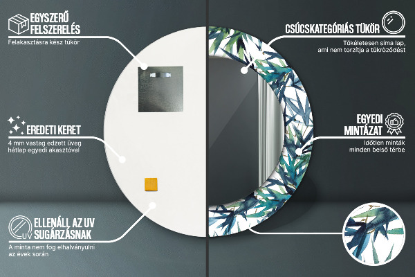 Runder spiegel aufdruck Blaue Palmen