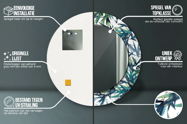 Runder spiegel aufdruck Blaue Palmen