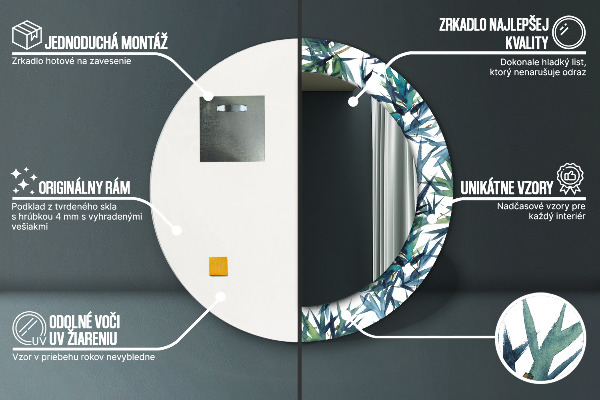 Runder spiegel aufdruck Blaue Palmen