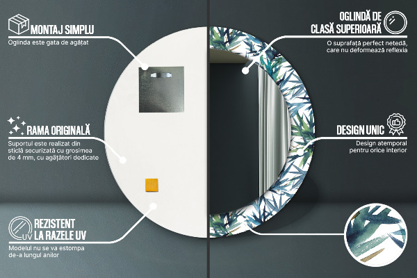 Runder spiegel aufdruck Blaue Palmen