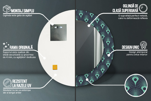 Runder spiegel aufdruck Blumenmuster