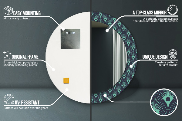 Runder spiegel aufdruck Blumenmuster