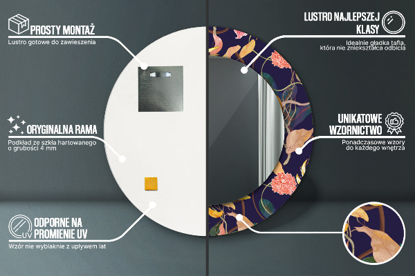 Runder spiegel aufdruck Aquarellpflanzen