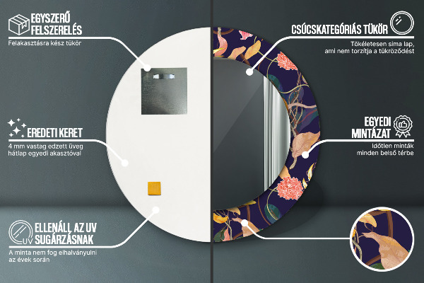 Runder spiegel aufdruck Aquarellpflanzen