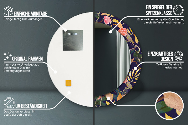 Runder spiegel aufdruck Aquarellpflanzen