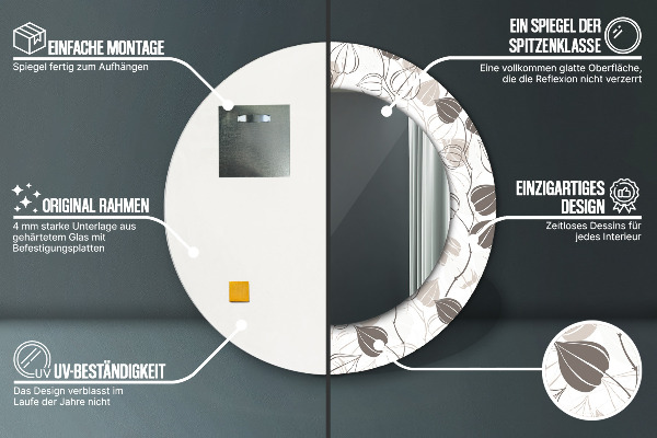 Runder spiegel aufdruck Abstrakte Blumen