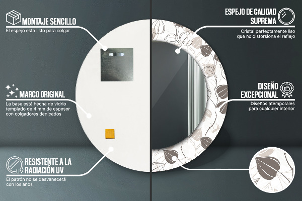 Runder spiegel aufdruck Abstrakte Blumen