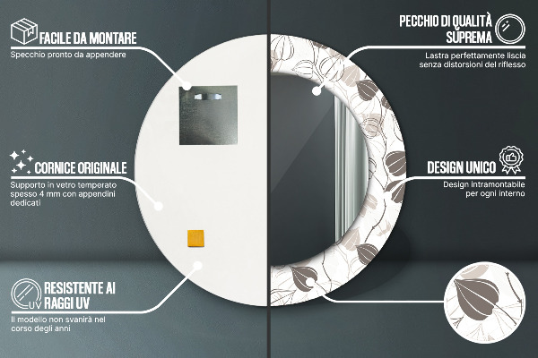 Runder spiegel aufdruck Abstrakte Blumen