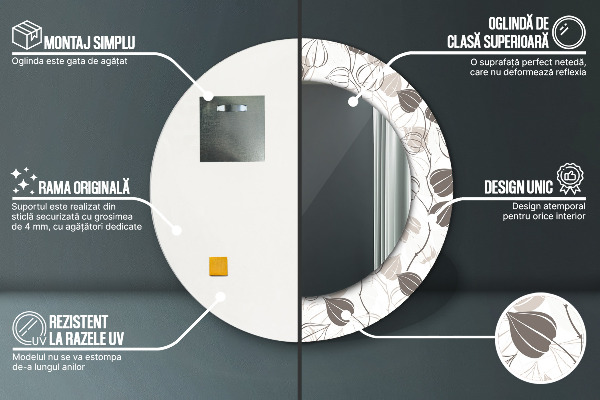 Runder spiegel aufdruck Abstrakte Blumen