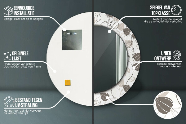 Runder spiegel aufdruck Abstrakte Blumen