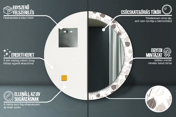 Runder spiegel aufdruck Abstrakte Blumen